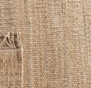 Handwoven Natural Jute Solid Color Flat Pile <b>Rug</b> with Fringe Eco-Friendly <b>Boho</b> Area Carpet - Product Image 3