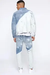 Jeans y Chaqueta de Primavera para Hombre, Diseño XMA de Alta Calidad, Corte Regular, Transpirables, Estilo Hip Hop, Cierre de Botones, Mangas Largas, Lavado Medio - Product Image 4