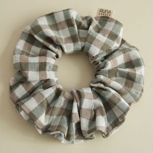 Premium Cotton <b>Green</b> Gingham Scrunchie Solid Color Eco-Friendly Thick Elastic Hair <b>Tie</b> High-Quality Hair Accessories - Product Image 1