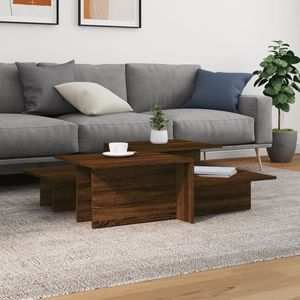 Set di 2 tavolini da caffè in legno ingegnerizzato di rovere marrone con contenitore di medie dimensioni, mobili resistenti ed eleganti - Product Image 1