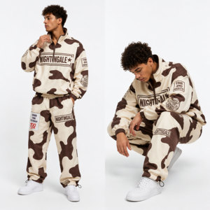 Conjunto Deportivo de 2 Piezas, Chaqueta y Pantalones Jogger, Cortavientos, Nailon, Media Cremallera, Estampado de Camuflaje, Sublimado - Product Image 2