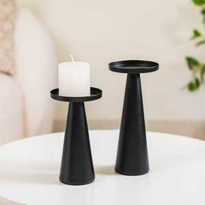 Portavelas de aluminio con recubrimiento de polvo negro para mesa, decoración para el hogar, bodas, Navidad, soporte para velas en tamaño personalizable - Product Image 1