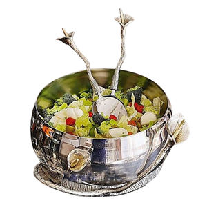 Bol en aluminium finition or japonais de designer au meilleur prix avec poignée en forme de branche florale, parfait pour la décoration de table centrale - Product Image 5