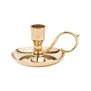 Antique <b>Brass</b> <b>Candlestick</b> <b>Holder</b> with Finger Loop Circular Base for Home Decoration Heat Resistant Vintage Chamber Stick <b>Holder</b> - Product Image 3