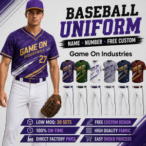 Tenues d'équipe, nouvelle arrivée, manches courtes, respirantes, boutonnées, prix de gros d'usine, ensembles de maillots de baseball personnalisés sublimés - Product Image 1