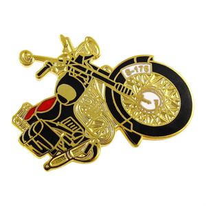 Exquisito Pin de Solapa de Esmalte Duro Personalizado con Forma de Motocicleta, Inspirado en la <span class=keywords><strong>Dinastía</strong></span>, Chapado en Oro, Venta al por Mayor, Fabricante de Insignias Metálicas - Product Image 2