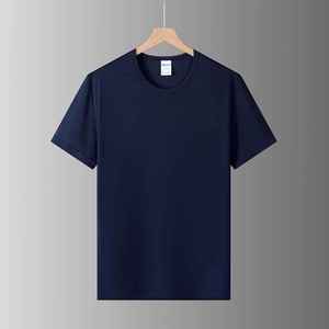 Men's <b>Navy</b> Blue 100% Cotton Short Sleeve O-Neck T-Shirt Regular Fit Casual Jersey Knit Solid Color Blank Design - Product Image 2