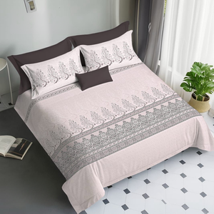 Sábanas de Algodón Suave con Fundas de Almohada a Juego |   Ropa de Cama de Acabado Hotelero Sin Costuras |   Juego de Ropa de Cama Transpirable al por Mayor, Estilo Indio - Product Image 1