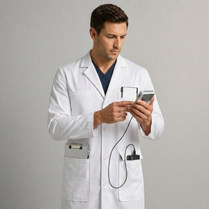 Bata de Laboratorio Médica para Hombre, Tela de Poliéster y Algodón, Uniforme de Doctor y Enfermero, Corte Regular, Ropa de Trabajo Resistente - Product Image 3