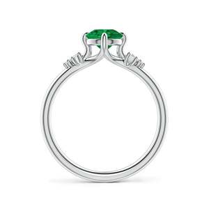 Anillo de Compromiso de Oro Sólido de 14K con Esmeralda Redonda y Diamantes de Corte Mixto, Joyería Fina Hecha a Mano y Personalizada para Boda - Product Image 3