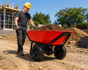 EWD260 Heavy Duty Red Wheelbarrow 2 <b>Wheels</b> Manual Garden Cart <b>Plastic</b> Tray - Product Image 1
