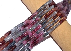 Cuentas de forma de Rondelle facetadas de zafiro múltiple Cuentas de espinela múltiple para la fabricación de joyas Hilos de 13 pulgadas - Product Image 4