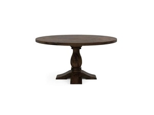 Elegant <b>Round</b> <b>Dining</b> <b>Table</b> <b>Solid</b> <b>Wood</b> with Artistic Pedestal Base Deep <b>Wood</b> Tone for <b>Dining</b> Room Restaurant Hotel Interior Desig - Product Image 4