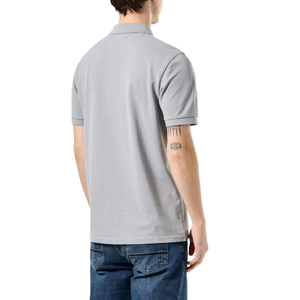 Chemise polo pour homme en tissu Oxford, couleur unie gris clair, manches courtes, style décontracté, boutons, 100% coton - Product Image 2