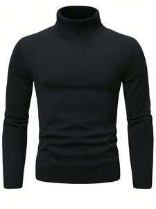 Pull à col roulé pour homme, tricoté, à manches longues, thermique, uni, décontracté, pour l'automne et l'hiver - Product Image 2