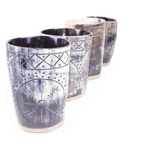 Vaso de cerveza con cuerno vikingo natural acabado a mano de alta calidad de diseño recién llegado de la India por RF Cafts - Product Image 1