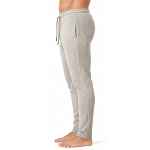<b>Mens</b> Slim Fit Waffle Knit <b>Trousers</b> Casual Textured Jogger Pants <b>Elastic</b> Waist Drawstring Comfortable Custom Sportswear Bottoms - Product Image 3