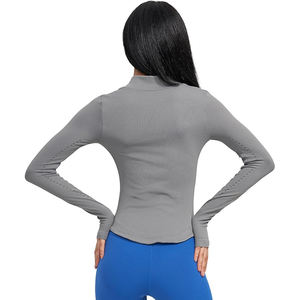 Chaqueta de yoga de alto rendimiento con cremallera completa para mujer, cuello alto, orificios para los pulgares, absorción de humedad, nailon y elastano, elasticidad en cuatro direcciones, transpirable - Product Image 6