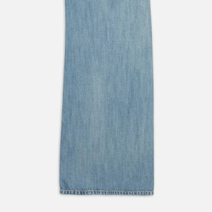 Jean baggy en denim indigo délavé taille haute pour femme, coupe large, avec fermeture éclair, pantalon droit pour femme - Product Image 5