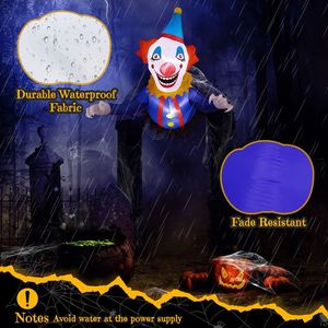 Clown Gonfiabile Spaventoso di Halloween con Luci LED da 1 Metro e Mezzo, che Esce dalla Finestra, Decorazioni Esterne per Giardino - Product Image 4