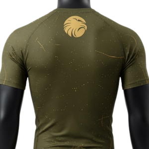 Ensemble de T-shirt et Short de Compression pour Hommes Vert Olive et Or, Respirant, Séchage Rapide, Extensible, Fitness, Gym, Entraînement, Course à Pied, Sports Athlétiques - Product Image 4