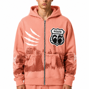 Sudaderas con capucha unisex con cremallera completa, 100% algodón, tejido grueso de felpa francesa, corte holgado, sudaderas con capucha personalizadas de alta calidad con bordado. - Product Image 2