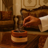 Porte-encens traditionnel artisanal, brûleur de bakhoor en bois écologique, enroulement de fil bleu, forme personnalisée polie, royal