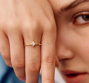 Bague de fiançailles et de mariage vintage en or 14 carats avec diamant de laboratoire certifié IGI, design élégant et tendance pour femme - Product Image 5