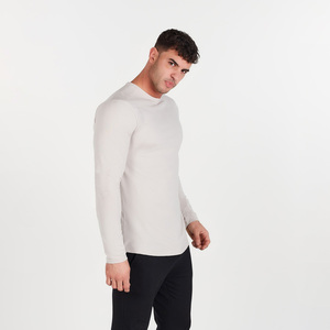 Custom <b>Men's</b> <b>Collarless</b> High Street Summer Long Sleeve Boxy T-<b>Shirt</b> 100% Cotton Jersey Anti-Pilling Knitted Eco-Friendly Quick - Product Image 2