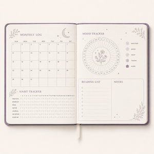 LABON Agenda Astrologica de Lujo con Notas de Lavanda y Luna, Tapa Dura de Lino con Grinalda Floral y Detalles en Papel Plateado, Diario para el Seguimiento de Hábitos y Estado de Ánimo - Product Image 3
