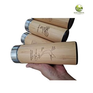 Natural Wood Bamboo Thermos Flask, Stainless Steel Inside <b>Insulated</b> Coffee <b>Mug</b>, Wholesale Business Gift - Product Image 1