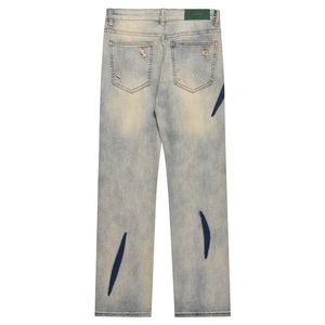 Jeans de Mezclilla Pintados para Hombre, Estilo Urbano, Transpirables, Holgados, Corte Recto, 100% Algodón, para Otoño y Verano, de Fábrica - Product Image 2