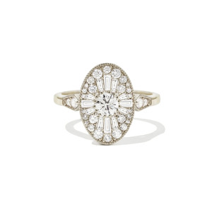 Bague large en or blanc 14 carats avec diamants baguette et ronds cultivés en laboratoire - Product Image 3