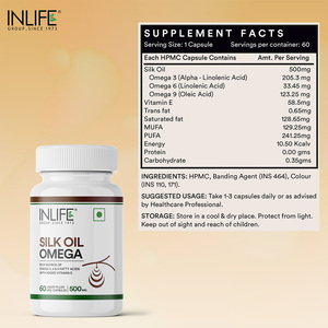 Aceite de Seda Omega 500mg, 60 Cápsulas Vegetarianas, Aceite de Árbol de Seda, Cápsulas de Aceite Botánico, Envase en Botella - Product Image 2