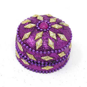 Handcrafted Floral Green Round Trinket <b>Box</b> <b>with</b> <b>Lid</b> for Jewelry Coins Keepsakes and Gifting Metal Trinket <b>Decorative</b> <b>Box</b> - Product Image 2