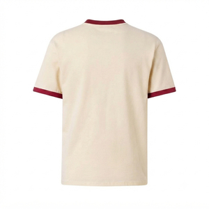 เสื้อยืดผ้าฝ้ายคอตตอนคอสีตัดกันเสื้อยืดลำลองวินเทจแขนสั้นพิมพ์โลโก้ได้ตามต้องการ - Product Image 2