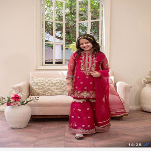 ชุดเดรสสำเร็จรูปแฟนซี 3 ชิ้น สำหรับเด็ก (เด็กผู้หญิง) คอลเลคชั่นวันอีด ผ้าออร์แกนซ่า ระบายอากาศได้ดี ชุดสำเร็จรูปปักลายสำหรับเด็ก ผ้าออร์แกนซ่า เลเฮงกา - Product Image 3