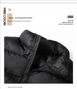 Veste matelassée imperméable de luxe pour homme, fermeture éclair intégrale, rembourrage en polyester, veste d'hiver légère et confortable - Product Image 3