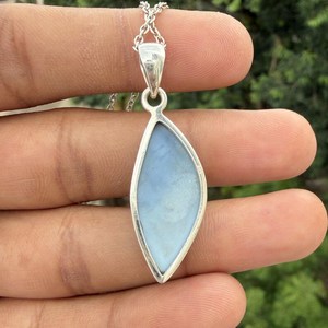 NIKHIL GEMS Handmade Owyhee Blue <b>Opal</b> Vintage Engagement <b>Pendant</b> 925 Sterling Silver Third Party Certified Gemstone for Women - Product Image 3