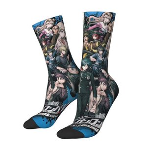 Chaussettes décontractées d'été pour adultes, motif personnage d'anime, impression par transfert thermique, respirantes, en polyester/nylon, avec revers tricoté, pour le yoga - Product Image 1