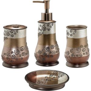 Set di Accessori per Bagno Miramar 4 Pezzi, Design Unico Multicolore a Forma di Pipistrello con Dispenser per Lozione, Porta Spazzolino, Portasapone - Product Image 1