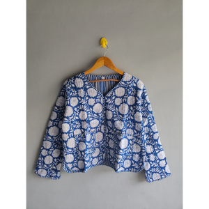 Chaqueta acolchada de algodón con estampado floral para mujer, cárdigan con cuello en V, ropa exterior informal transpirable, regalo para ella - Product Image 1