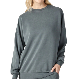 Tencels เสื้อสเวตเตอร์ผู้หญิงนุ่มน้ำหนักเบาเป็นมิตรกับสิ่งแวดล้อมเสื้อสวมหัวเรียบเนียนใส่สบายชุดเลานจ์ OEM ODM ขายส่ง - Product Image 1