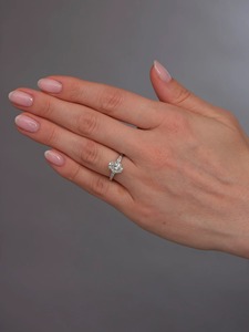 2.22 TC Oval Lab Grown Diamond Engagement <b>Ring</b> Set 14K White Gold Prong Set IGI Certified Minimalist Style Baguette <b>Stacking</b> - Product Image 6