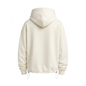 Sudadera con Capucha Oversize Personalizada Color Crema con Bolsillo Canguro y Cordón Ajustable en el Bajo, Estilo Casual Urbano - Product Image 6