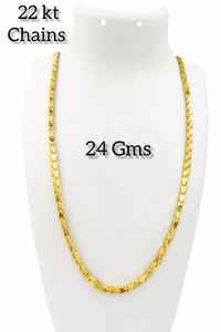 Collar de Cadena de Barra Clásico de Lujo para Hombre, Oro Sólido de 22K, Eslabones Cilíndricos Texturizados de Alto Brillo, 24 Gramos, Auténtico, para Bodas y Fiestas - Product Image 2