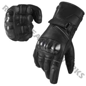 Gants de moto d'hiver en cuir véritable doublés pour hommes, noirs, de luxe, personnalisables, pour la conduite, vente en gros - Product Image 3