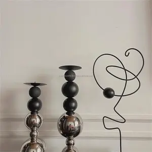 Élégant porte-bougie en acier inoxydable plaqué or, fait main, pour centre de table de réception de mariage, décoration de la maison - Product Image 2