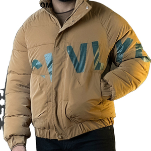 SELF INDUSTRIES Wool-Lined Wool/Polyester <b>Men's</b> Loose Fit Stand Collar Embroidered Breathable Single Button <b>Warm</b> <b>Jacket</b> - Product Image 1