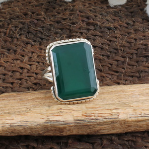 Natural Green Onyx Classic Wedding <b>Ring</b> 925 Sterling <b>Silver</b> Handcrafted Bezel <b>Set</b> Gemstone Wholesale Fashion Jewelry for Women - Product Image 4